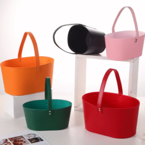 leather handheld basket